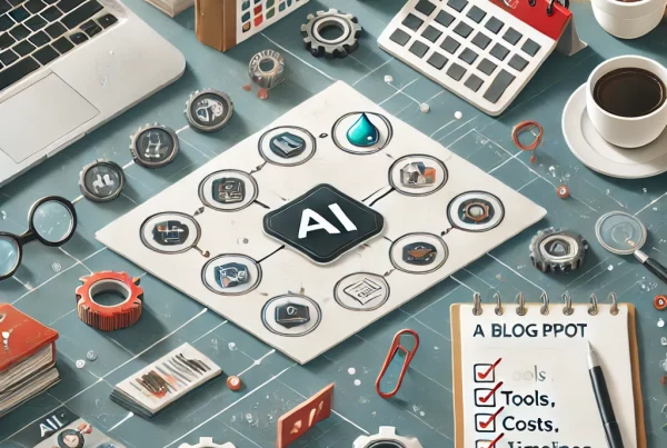 A-landscape-image-for-a-blog-post-on-implementing-AI-in-small-businesses-with-no-text.-The-scene-includes-a-workspace-setting-featuring-icons-represe
