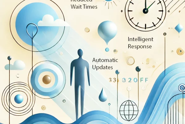 A modern minimalist blog header image for 'Reducing Response Times_ Intelligent Automation in Customer Support.' The background uses warm cream (#fcf3